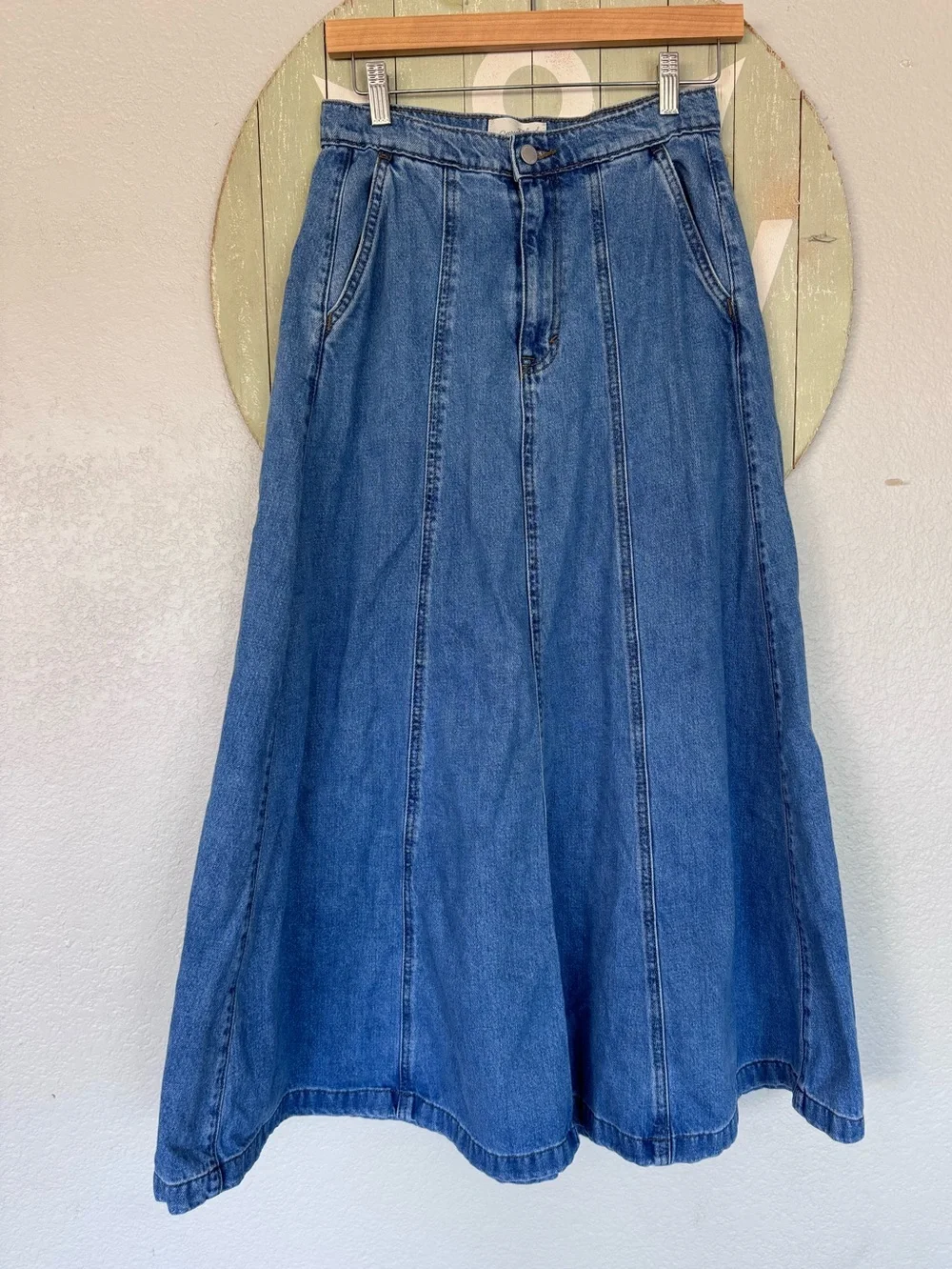 Universal thread denim flare maxi skirt size 4